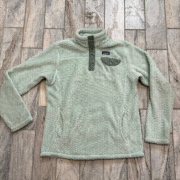 Patagonia girls youth XL 14/16 light green snap-t fleece Polartec pullover - Picture 1 of 5